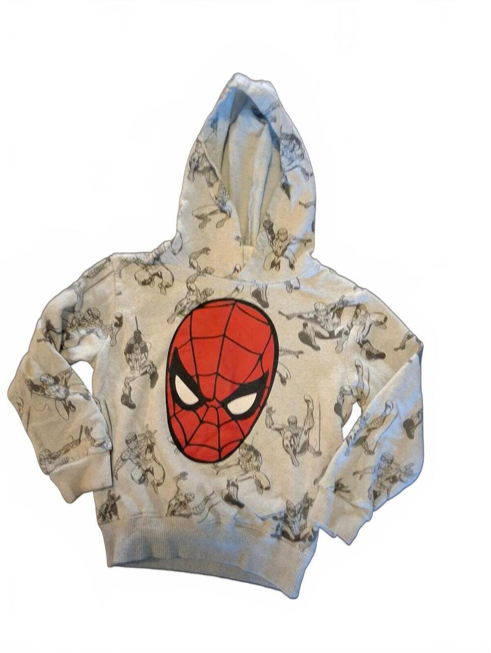 Marvel Spiderman All Over Print Gray Hoodie Sweater Boys Size 4